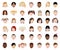 A set of kids head icon collection isolated on white background.