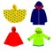 Set of kids raincoats design vector