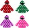 Set of kids raincoats with polka dot pattern vector