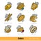 Set of Kind Bakery Product Outline Color Web Icons