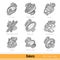 Set of Kind Bakery Product Outline Web Icons