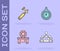 Set King crown, Jewelers lupe, Gem stone and Pocket watch icon. Vector