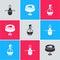 Set Kitchen apron, Stain the tablecloth and Water spray bottle icon. Vector