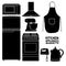 Set of kitchen device silhouettes. Kitchen household silhouettes furniture in a cartoon style. Silhouette of kitchen