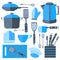Set kitchen tools frying pan, kettle