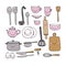 A set of kitchen utensils.