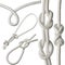 set of knots on a white rope, isolated on a white background.