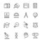 Set of knowledge and education icons. Collection of outline fully editable vector stroke symbols