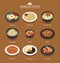 Set of korean food menu. Asia street food illustration background