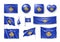 Set Kosovo flags, banners, banners, symbols, relistic icon