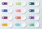 Set of label white circle with multicolored rounded stripe