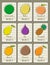 Set of labels with organic fruits, vector