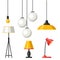 Set of lamps. Furniture chandelier, floor and table lamp