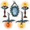 Set of lamps and mirror in bat form. Interior item