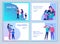 Set of Landing page templates happy family, travel and psychotherapy, family health care, goods entertainment for mother