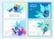 Set of Landing Page Templates with Vector Symbol. Happy people with their pets, a cat loves its owners, care and love, a