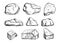 Set of large vector stones . hand drawings