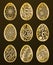 Set of Laser Cut Happy Easter Eggs. Vector stencil ornamental Ea