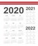 Set of Latvian 2020, 2021, 2022 year vector calendars