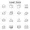 Set of Layer related vector line icons. contains such Icons as waterproof, fabric layer, protection, absorb and more