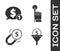 Set Lead management, Speech bubble with dollar, Magnet with money and Hand touch and tap gesture icon. Vector