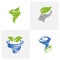 Set of Leaf with Tornado logo vector template, Creative Twister logo design concepts, icon symbol, Illustration
