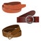 Set of leather waist belts isolated. Modern unisex accessories