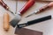 Set of leathercraft tools - Slickers, Nylon hammers, Edge Creaser, Burnishers, Swivel knifes, Edge Beveler Skiving, Hole