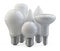 A set of LED efficiency energy light bulbs in various shapes and sizes. Power saving lamp