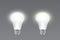 Set of LED light bulbs with cold and warm light, glowing effect