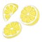 Set of lemons. Collection of slices of lemon. Illustration of juicy citrus. Drawing for children.