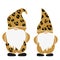 Set of Leopard Gnomes. Vector illustration flat design of a fairytale characters of dwarfs isolated on white.