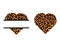Set of leopard prints hearts. Split monogram. Vector stock illustration for banner
