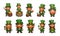 Set of leprechauns in pixel art style