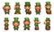 Set of leprechauns in pixel art style