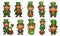 Set of leprechauns in pixel art style