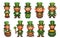 Set of leprechauns in pixel art style