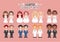 Set of Lesbian and Gay Newlywed Couples Flat illustration, LGBTQ Wedding Collection,  Marriage Concept Vector