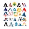 set of Letter A Logos a Modern logo design triangle logo vector inspirations