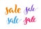 Set lettering, sale, multicolor, isolated