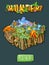 Set of Level Maps Assets. GUI map screen. Forest , winter, summer. Forest game elements. Game map for casual game.