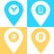 Set of library location map pin pointer icon. Element of map point for mobile concept and web apps. Icon for website design and ap
