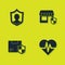 Set Life insurance with shield, Health, Delivery security and Shopping building icon. Vector