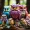 Set of lifelike origami owls