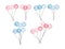 Set of light Blue and Pink balloons with Hebrew letters creating the greeting - Mazal tov