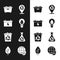 Set Light bulb with leaf, Car battery, Trash can, Recycle, bin recycle, Garbage bag, Earth globe and and Tree icon