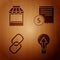 Set Light bulb, Shopping building or market store, Chain link and Paper check and financial check on wooden background