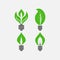 Set of light bulbs with leaves, saving electricity, Ecology of n