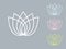 A set of light colors lotus flower logos on dark background