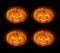 Set of lighted Jack-O-Lanterns (Halloween pumpkins). Vector eps-10.